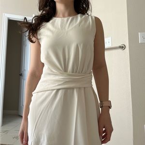 Commense sleeveless wrap pleat mini stretch dress